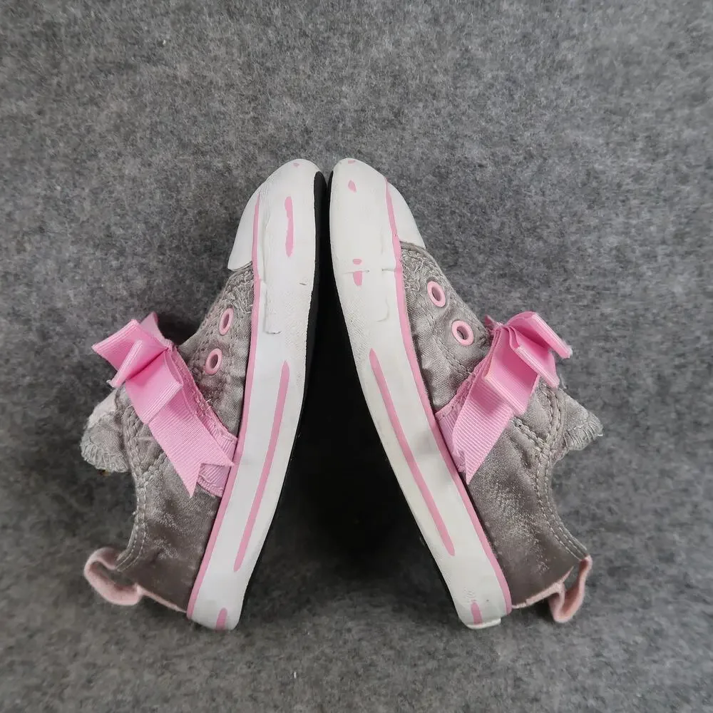 Converse Shoes Infant 7 Sneakers Pink Bow Hook N Loop Strap Baby Girl Casual